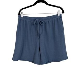BLUMIN Lounge Shorts Womens Size 1XL Blue Ribbed Knit Loungewear Casual Comfort